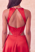 Load image into Gallery viewer, Black Corset Round Neck A-Line Cut Out Short Cocktail Dress