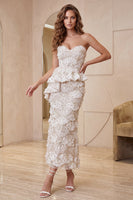 Load image into Gallery viewer, Apricot Sparkly Sequin Ruffled Long Evening Dress with Back Slit