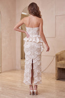 Load image into Gallery viewer, Apricot Sparkly Sequin Ruffled Long Evening Dress with Back Slit
