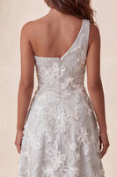 Load image into Gallery viewer, Light Grey Floral Sparkly A-Line Beaded Long Evening Dress
