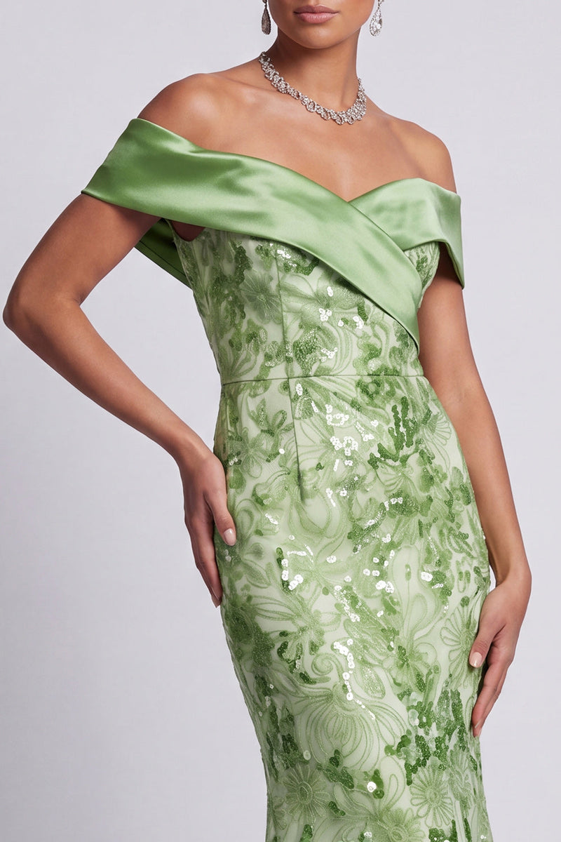 Load image into Gallery viewer, Sparkly Green Mermaid Floral Sequins Long Mother of the Bride Dress