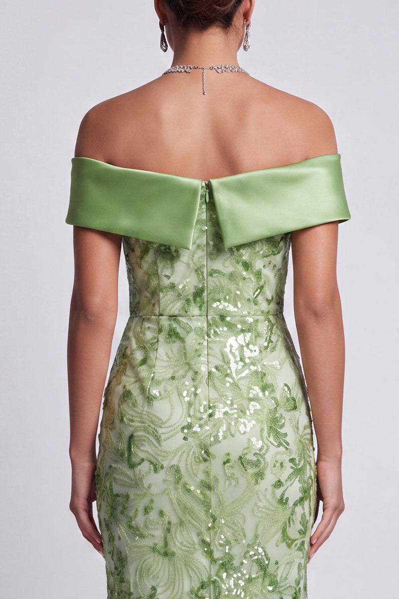 Load image into Gallery viewer, Sparkly Green Mermaid Floral Sequins Long Mother of the Bride Dress