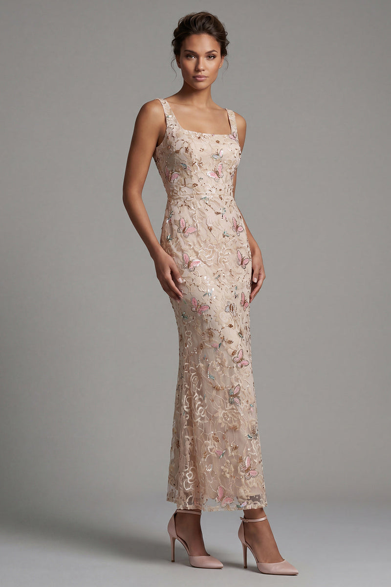Load image into Gallery viewer, Floral Mermaid Sparkly Blush Sequins Long Mother of the Bride Dress