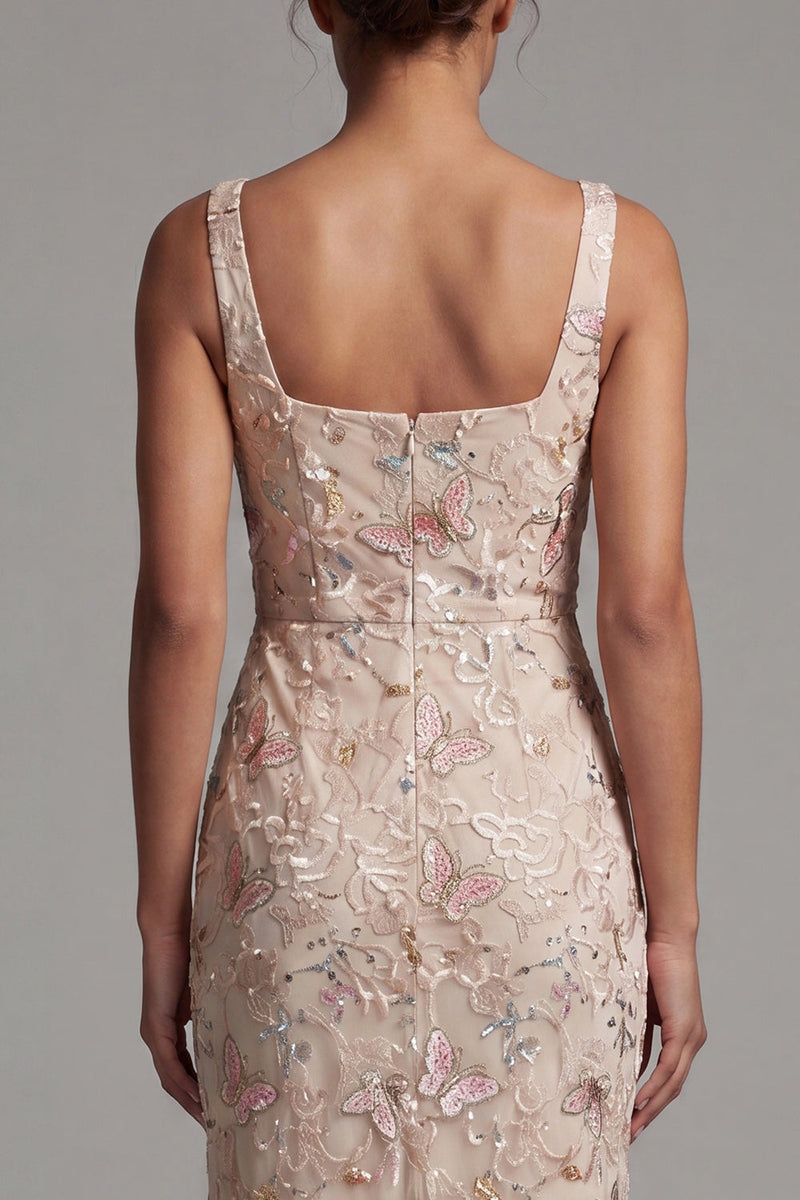 Load image into Gallery viewer, Floral Mermaid Sparkly Blush Sequins Long Mother of the Bride Dress