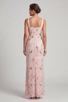 Load image into Gallery viewer, Floral Mermaid Yellow Sparkly Ruched Long Mother of the Bride Dress with Slit