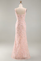 Load image into Gallery viewer, Floral Mermaid Yellow Sparkly Ruched Long Mother of the Bride Dress with Slit
