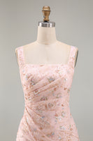 Load image into Gallery viewer, Floral Mermaid Yellow Sparkly Ruched Long Mother of the Bride Dress with Slit