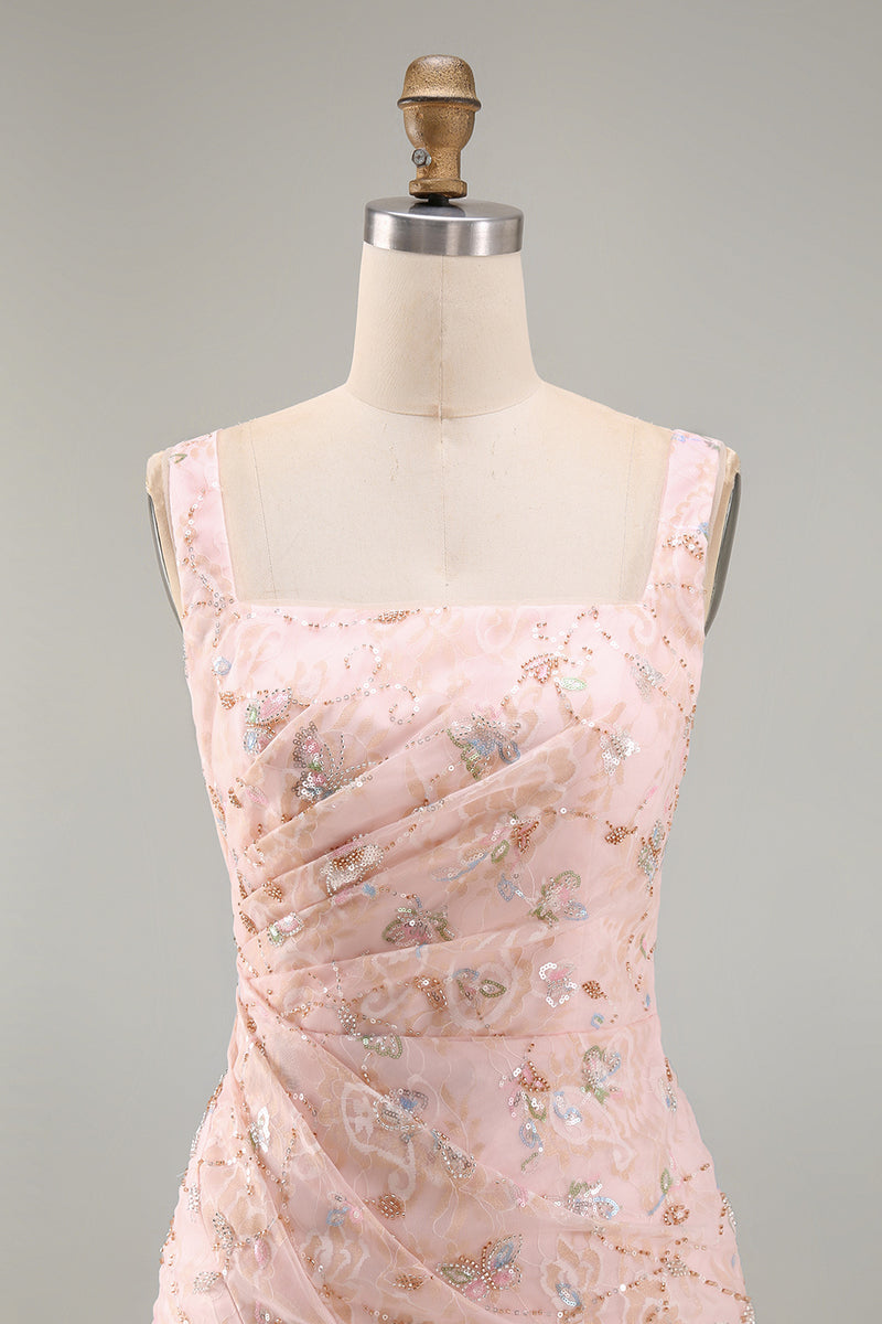 Load image into Gallery viewer, Floral Mermaid Yellow Sparkly Ruched Long Mother of the Bride Dress with Slit