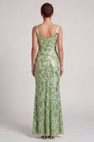 Load image into Gallery viewer, Floral Mermaid Yellow Sparkly Ruched Long Mother of the Bride Dress with Slit