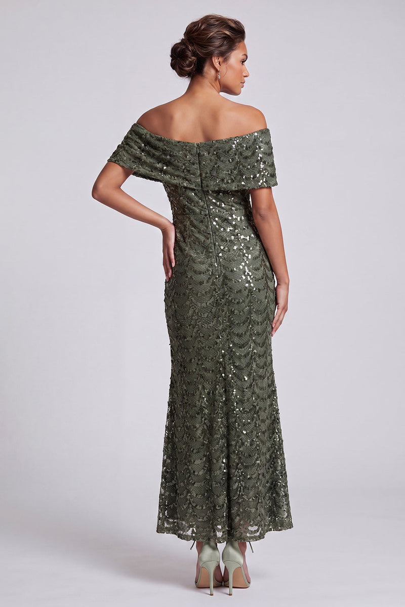 Load image into Gallery viewer, Sparkly Olive Sequins Mermaid Long Mother of the Bride Dress
