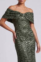 Load image into Gallery viewer, Sparkly Olive Sequins Mermaid Long Mother of the Bride Dress