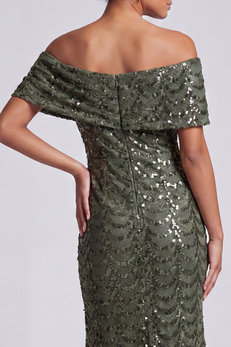 Load image into Gallery viewer, Sparkly Olive Sequins Mermaid Long Mother of the Bride Dress