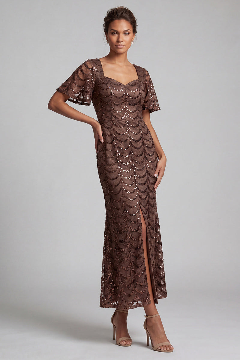 Load image into Gallery viewer, Sparkly Chocolates Sequins Mermaid Long Mother of the Bride Dress with Sleeves