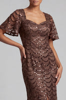 Load image into Gallery viewer, Sparkly Chocolates Sequins Mermaid Long Mother of the Bride Dress with Sleeves