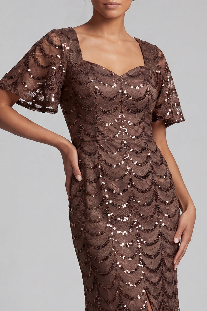 Load image into Gallery viewer, Sparkly Chocolates Sequins Mermaid Long Mother of the Bride Dress with Sleeves