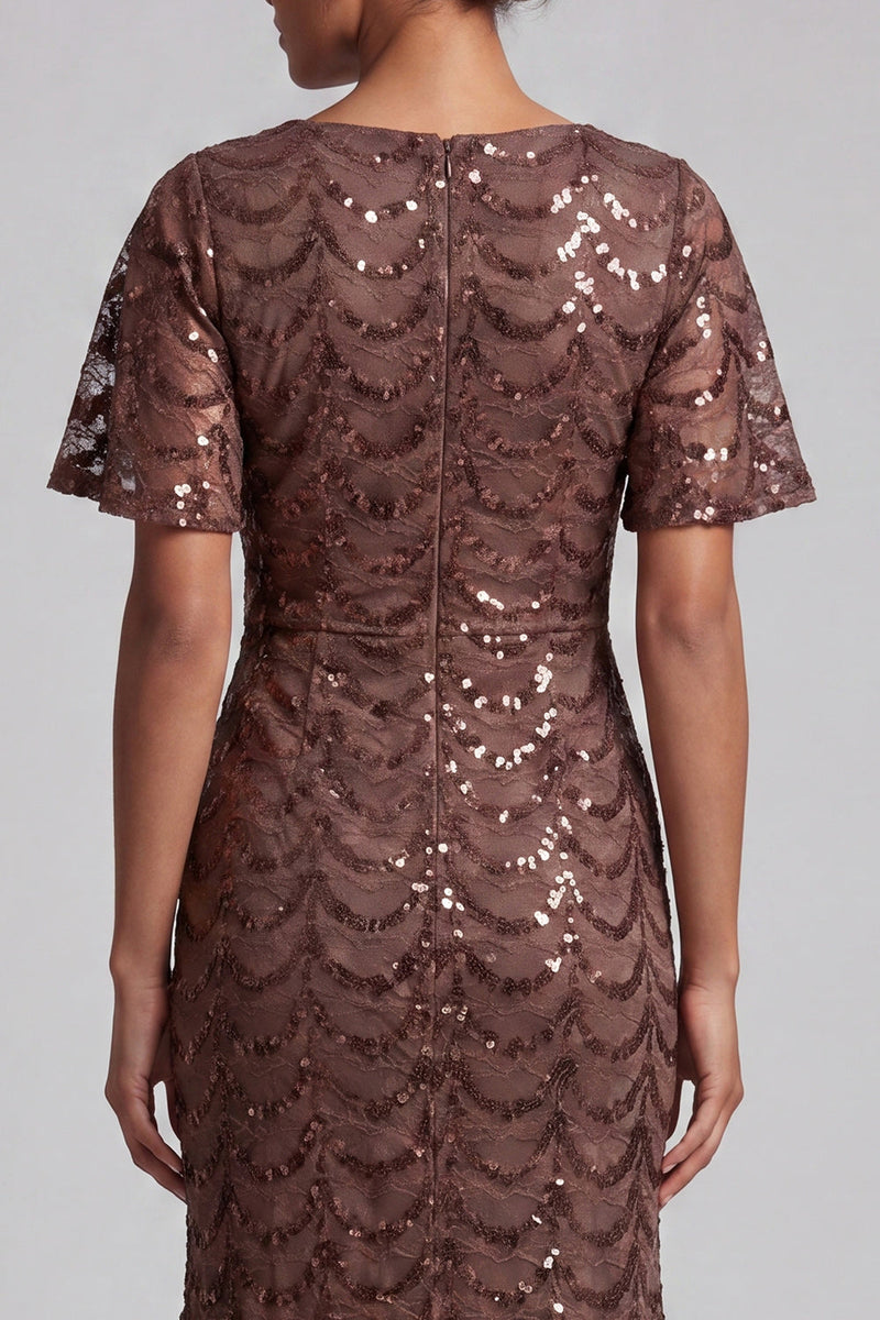 Load image into Gallery viewer, Sparkly Chocolates Sequins Mermaid Long Mother of the Bride Dress with Sleeves