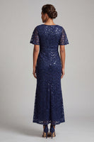 Load image into Gallery viewer, Sparkly Chocolates Sequins Mermaid Long Mother of the Bride Dress with Sleeves