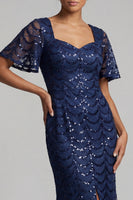 Load image into Gallery viewer, Sparkly Chocolates Sequins Mermaid Long Mother of the Bride Dress with Sleeves