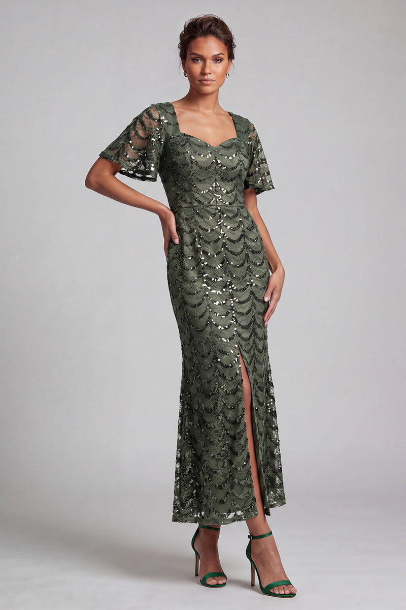 Load image into Gallery viewer, Sparkly Chocolates Sequins Mermaid Long Mother of the Bride Dress with Sleeves