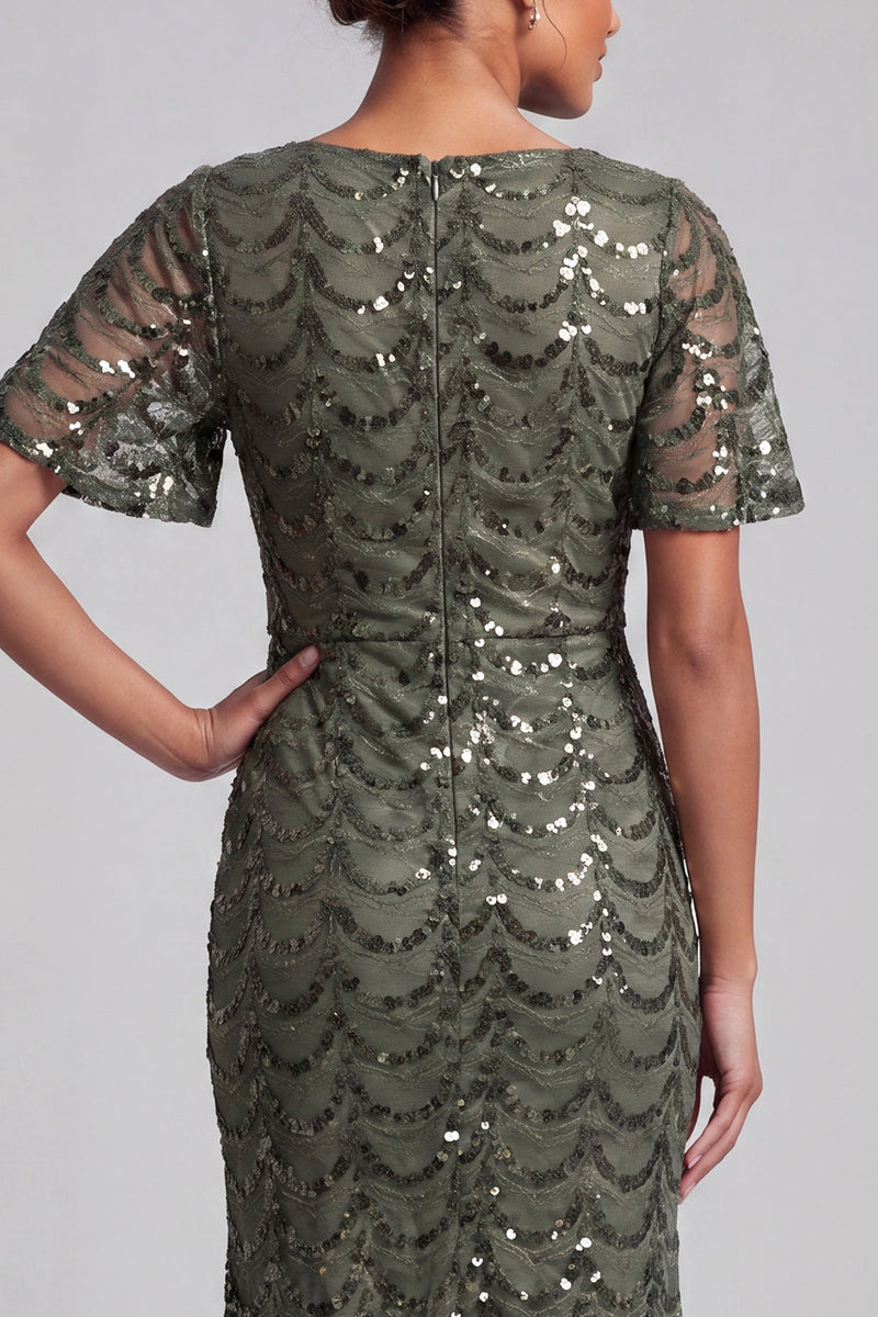 Load image into Gallery viewer, Sparkly Chocolates Sequins Mermaid Long Mother of the Bride Dress with Sleeves