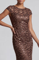 Load image into Gallery viewer, Sparkly Navy Round Neck Mermaid Sequins Long Mother of the Bride Dress