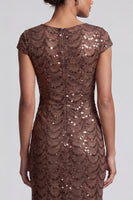 Load image into Gallery viewer, Sparkly Navy Round Neck Mermaid Sequins Long Mother of the Bride Dress