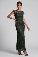 Load image into Gallery viewer, Sparkly Navy Round Neck Mermaid Sequins Long Mother of the Bride Dress