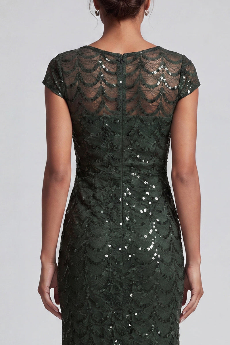 Load image into Gallery viewer, Sparkly Navy Round Neck Mermaid Sequins Long Mother of the Bride Dress