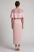 Load image into Gallery viewer, Sheath Sequins Sparkly Burgundy Long Mother of the Bride Dress with Cape