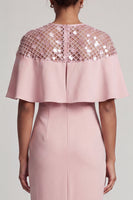 Load image into Gallery viewer, Sheath Sequins Sparkly Burgundy Long Mother of the Bride Dress with Cape