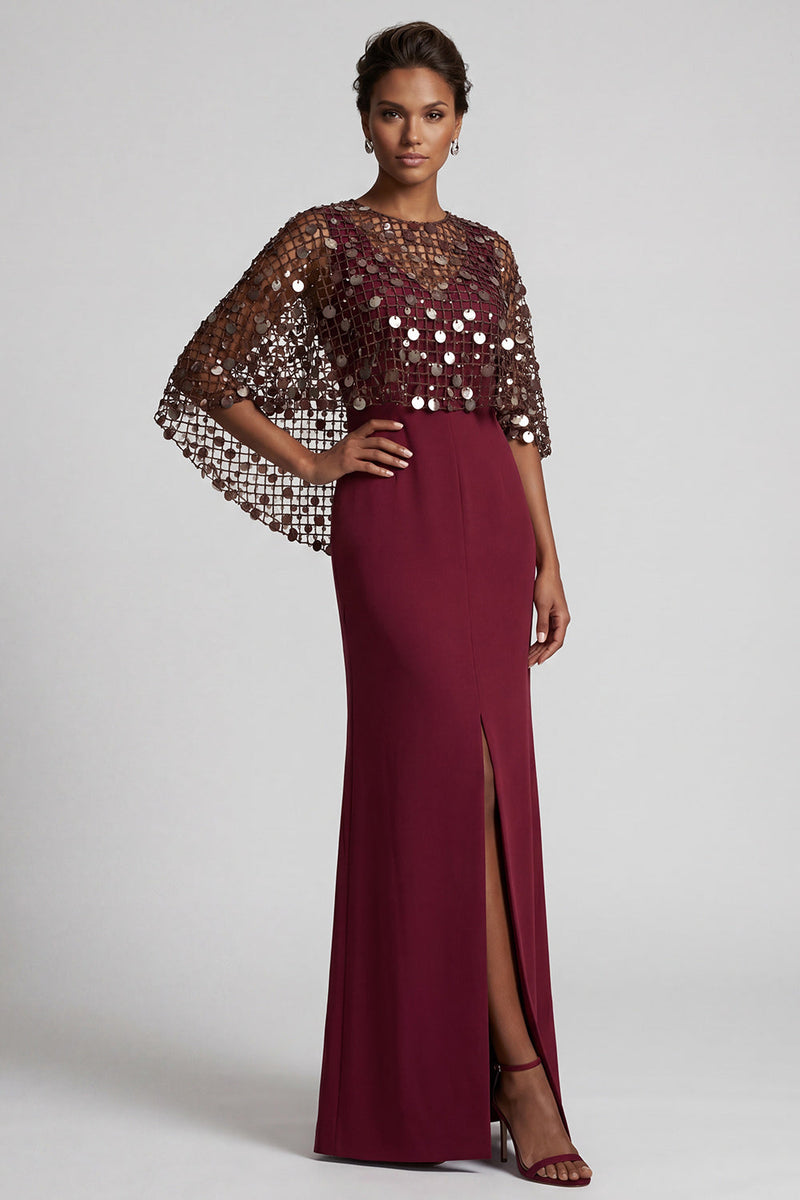 Load image into Gallery viewer, Sparkly Pink Sequins Mermaid Long Mother of the Bride Dress with Cape