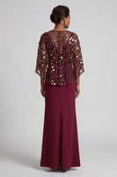 Load image into Gallery viewer, Sparkly Pink Sequins Mermaid Long Mother of the Bride Dress with Cape