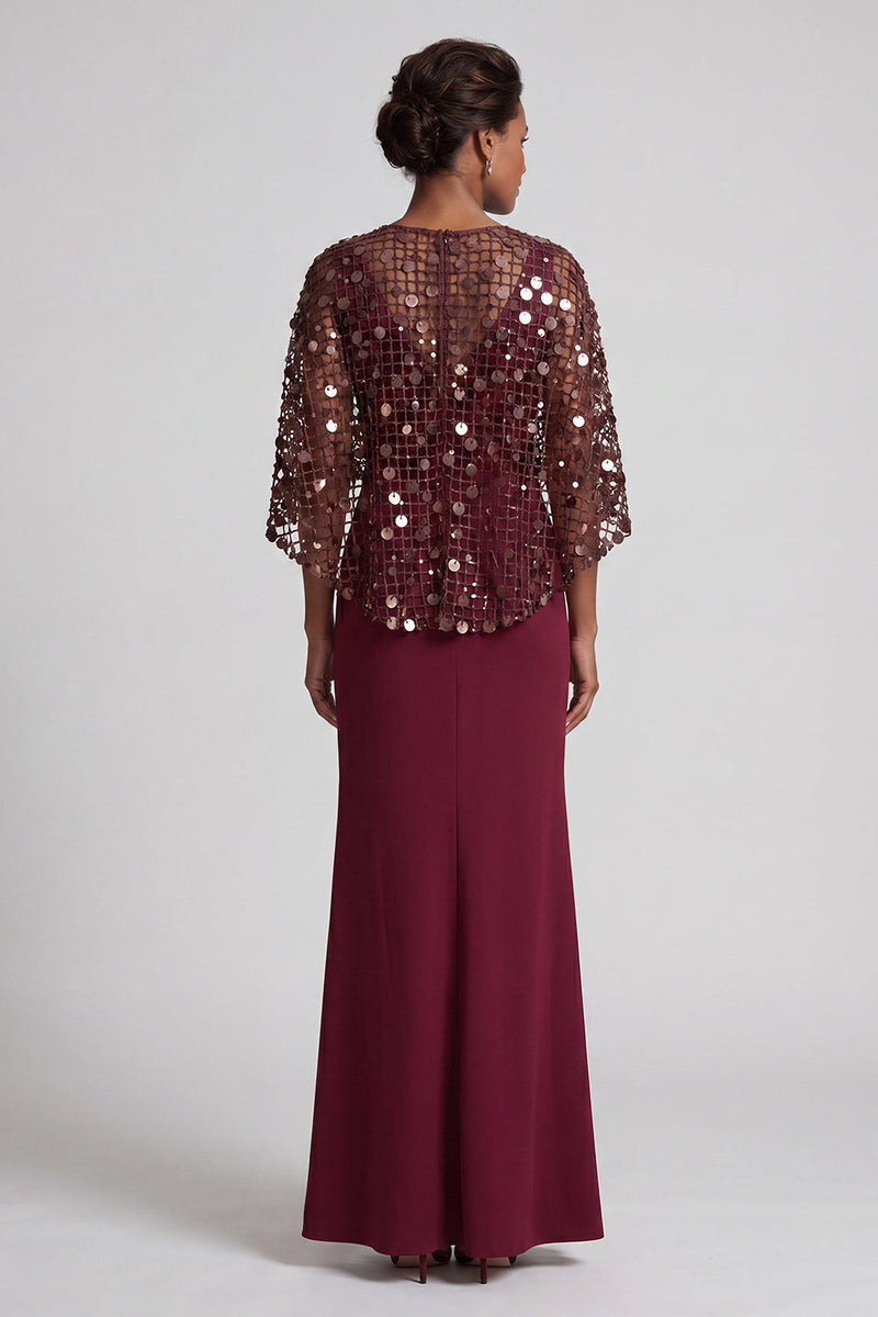 Load image into Gallery viewer, Sparkly Pink Sequins Mermaid Long Mother of the Bride Dress with Cape