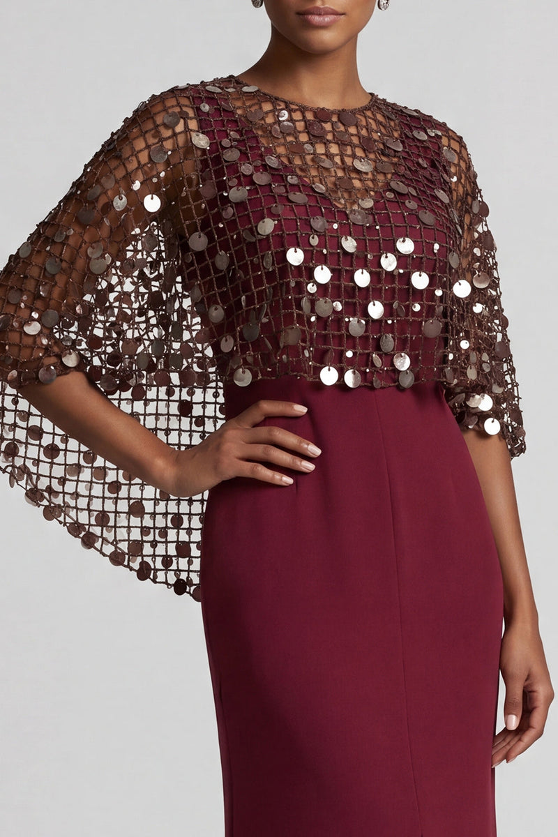 Load image into Gallery viewer, Sparkly Pink Sequins Mermaid Long Mother of the Bride Dress with Cape