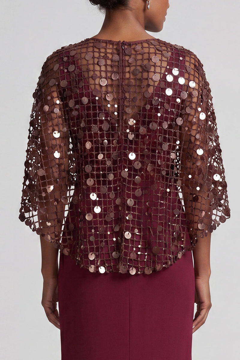 Load image into Gallery viewer, Sparkly Pink Sequins Mermaid Long Mother of the Bride Dress with Cape