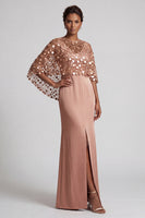 Load image into Gallery viewer, Sparkly Pink Sequins Mermaid Long Mother of the Bride Dress with Cape