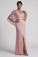 Load image into Gallery viewer, Sparkly Pink Sequins Mermaid Long Mother of the Bride Dress with Cape