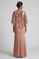 Load image into Gallery viewer, Sparkly Pink Sequins Mermaid Long Mother of the Bride Dress with Cape
