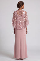Load image into Gallery viewer, Sparkly Pink Sequins Mermaid Long Mother of the Bride Dress with Cape