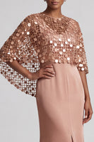 Load image into Gallery viewer, Sparkly Pink Sequins Mermaid Long Mother of the Bride Dress with Cape