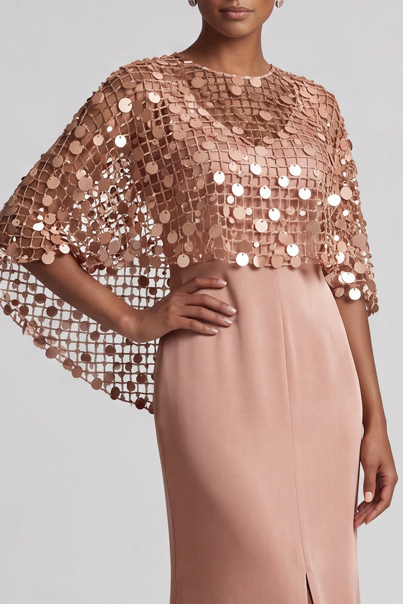 Load image into Gallery viewer, Sparkly Pink Sequins Mermaid Long Mother of the Bride Dress with Cape