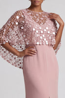 Load image into Gallery viewer, Sparkly Pink Sequins Mermaid Long Mother of the Bride Dress with Cape