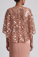 Load image into Gallery viewer, Sparkly Pink Sequins Mermaid Long Mother of the Bride Dress with Cape
