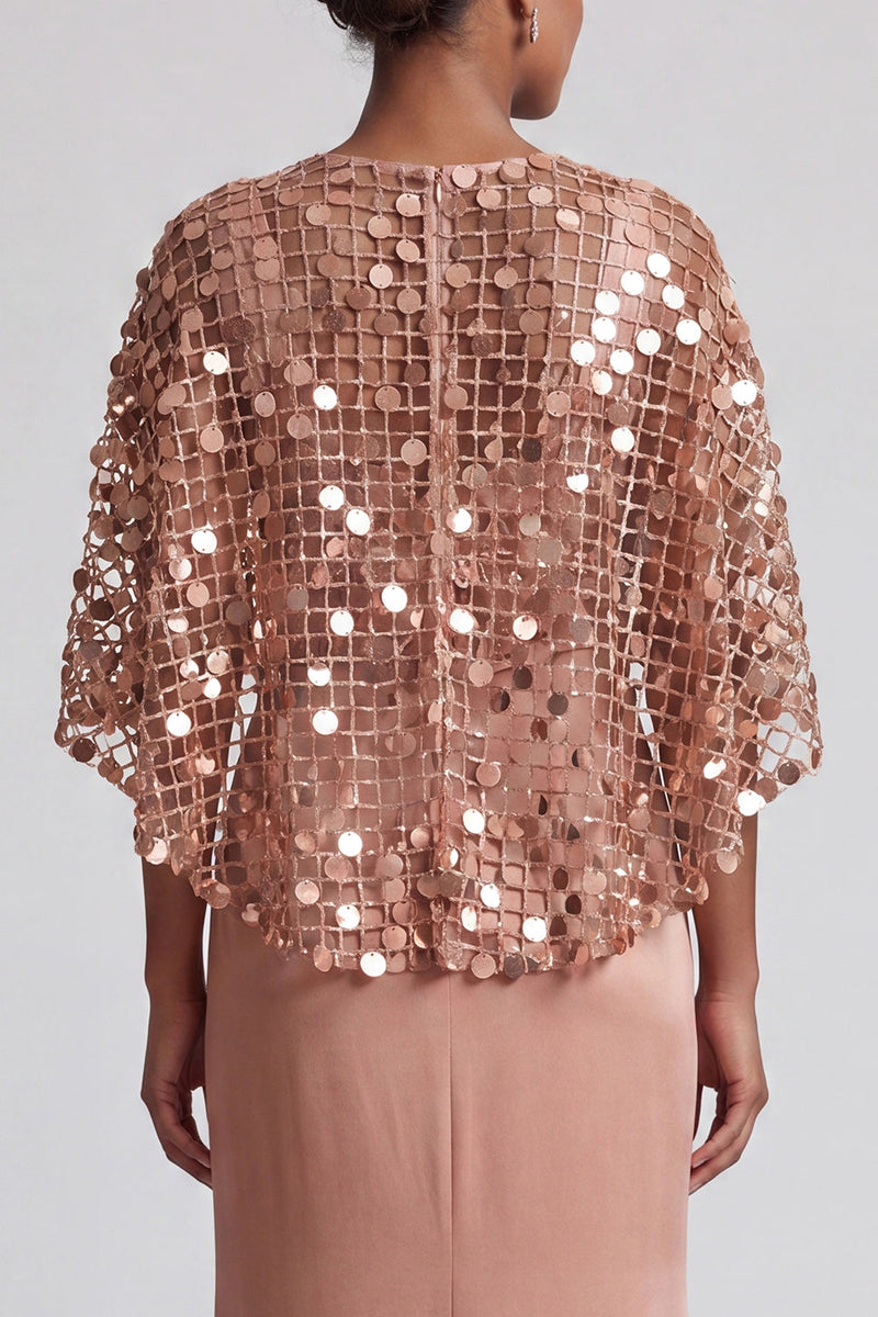 Load image into Gallery viewer, Sparkly Pink Sequins Mermaid Long Mother of the Bride Dress with Cape