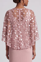 Load image into Gallery viewer, Sparkly Pink Sequins Mermaid Long Mother of the Bride Dress with Cape