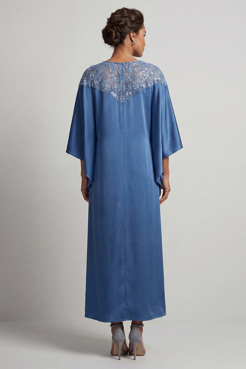 Load image into Gallery viewer, Sparkly Pink Sheath Boat Neck Long Mother of the Bride Dress with Sleeves