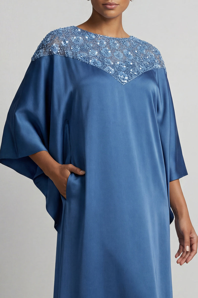 Load image into Gallery viewer, Sparkly Pink Sheath Boat Neck Long Mother of the Bride Dress with Sleeves