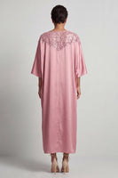 Load image into Gallery viewer, Sparkly Pink Sheath Boat Neck Long Mother of the Bride Dress with Sleeves