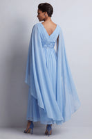 Load image into Gallery viewer, Sparkly Pink Beaded V-Neck A Line Long Mother of the Bride Dress with Cape