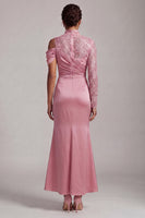 Load image into Gallery viewer, Sparkly Champagne Mermaid Asymmetrical Shoulder Long Mother of the Bride Dress with Slit
